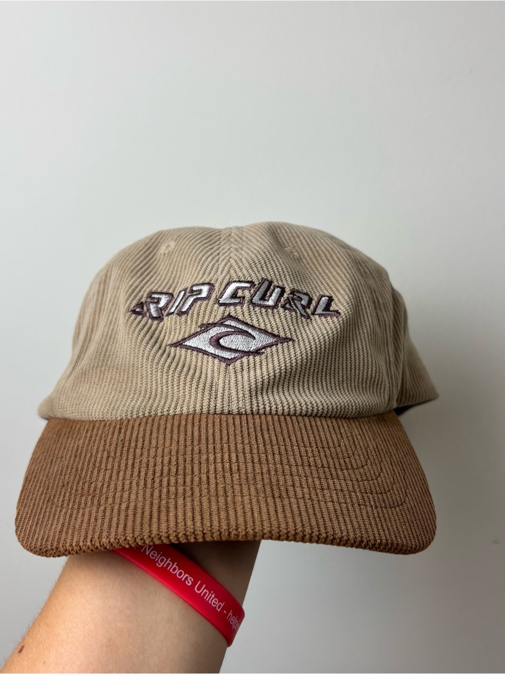 Y2k brown/tan corduroy ripcurl skater surfer hat
